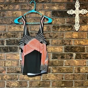 Lovely red gray and white swim top from Lucky in Love